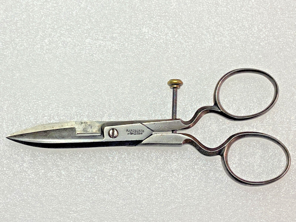 R.J. Roberts Razor Adjustable Antique Buttonhole Scissors