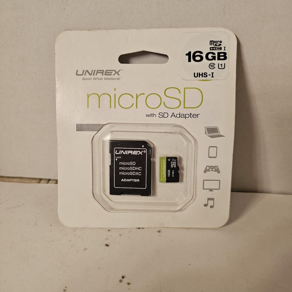 UNIREX microSD with SD Adapter 16 GB