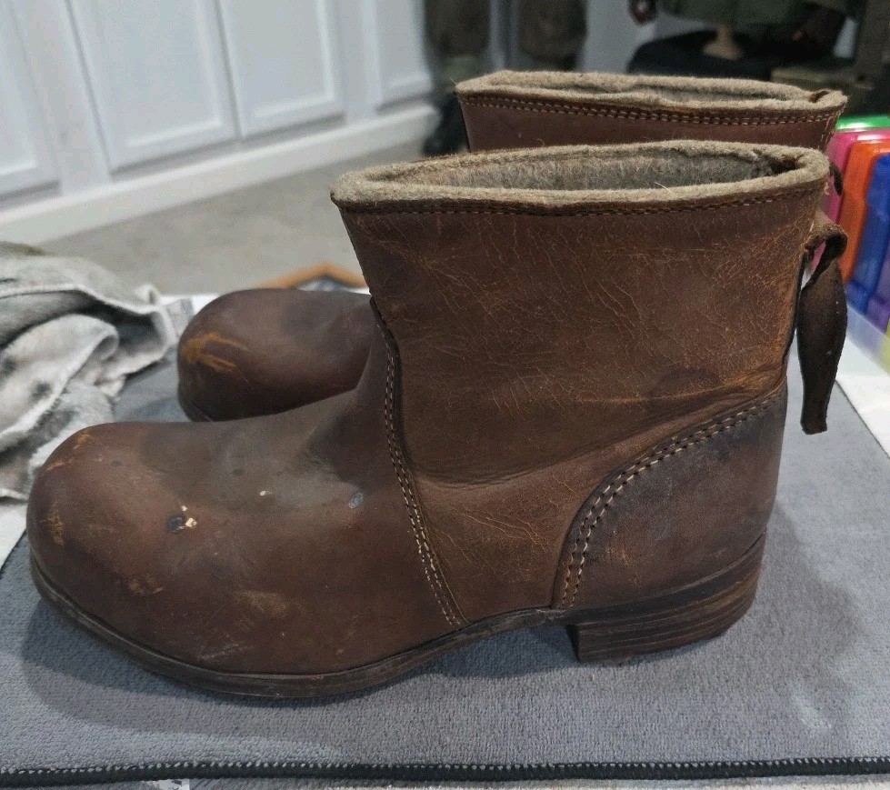 WWII German East Front Sentry Winter Boots Cut Down Maker Marked Original