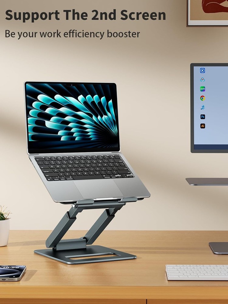 Laptop Stand Desk Adjustable Height Telescopic Computer Stand W/ Pull Out Design