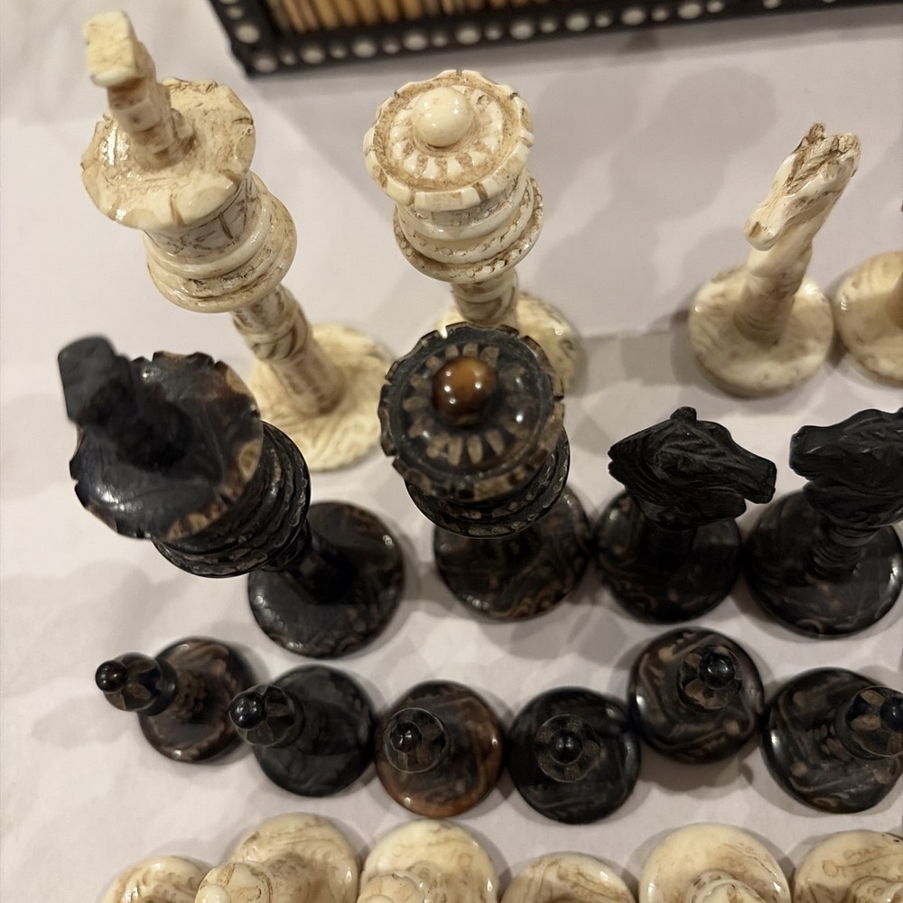 Antique Hand Carved Chess Set