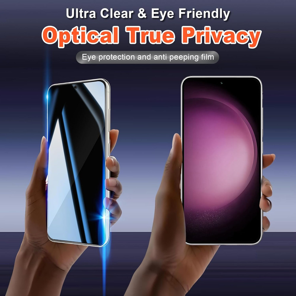 Privacy Screen Protector 2-Pack for Samsung S23 Plus/S23+ | Case Friendly & Fing