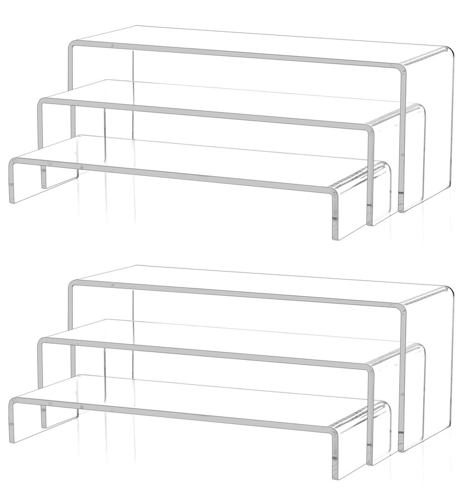 6 Pcs 12" Large Acrylic Risers 5mm thickness Rectangular Display Shelf for Cu...