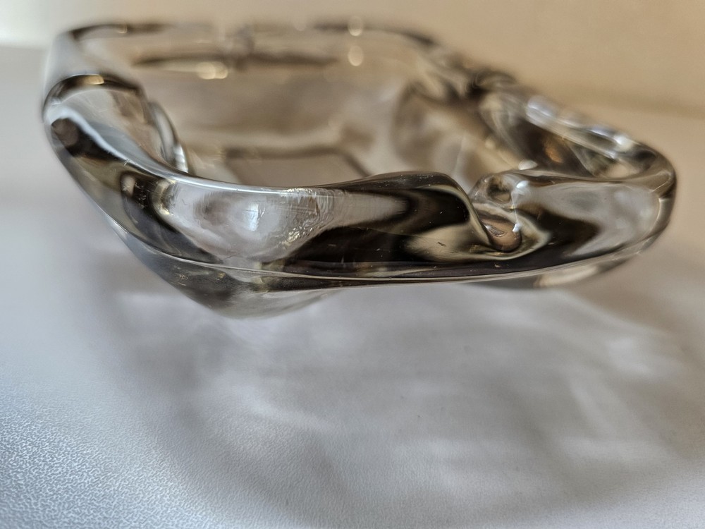 Glass Ashtray Clear Cigarettes Irregular Shape 4 Slot