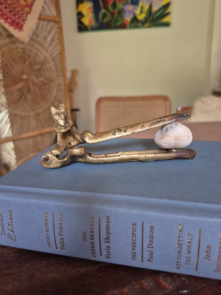 Vintage 5" SQUIRREL Golden SOLID BRASS Cast Iron Nut Cracker OLD Library Office