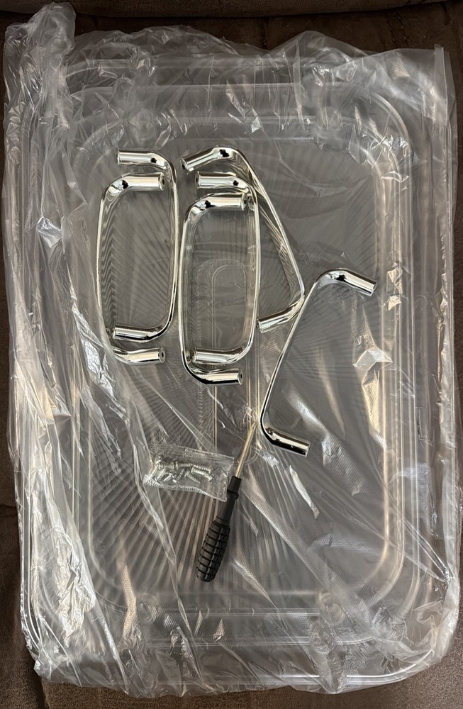 3 Pack Serving Tray Platters with Handles, Stackable Reusable Transparent