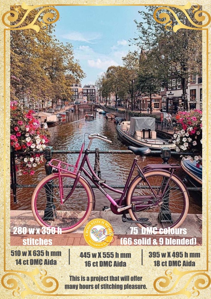 Amsterdam Canal Tour 1237 Chart Counted Cross Stitch Pattern Needlework