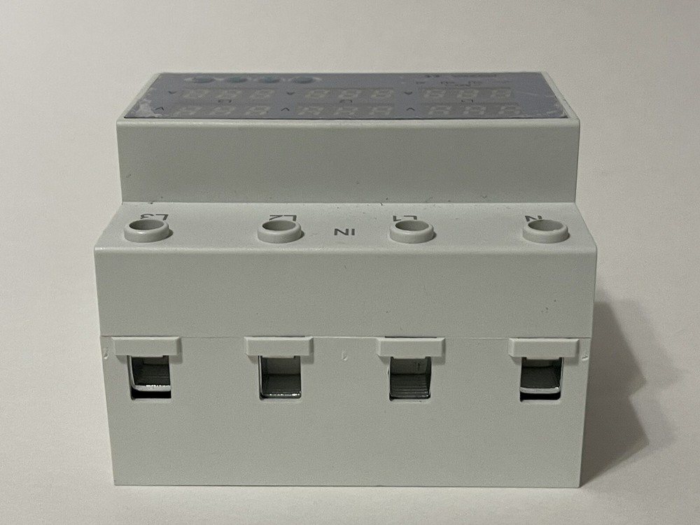 3 Phase DIN Rail Voltmeter Ammeter Auto-Overvoltage Overcurrent Protector AC 63A