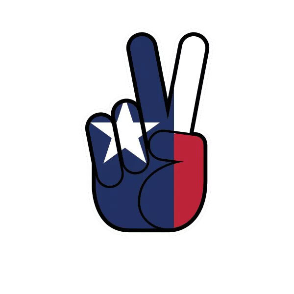 Texas State Shaped Peace Sign Sticker Decal