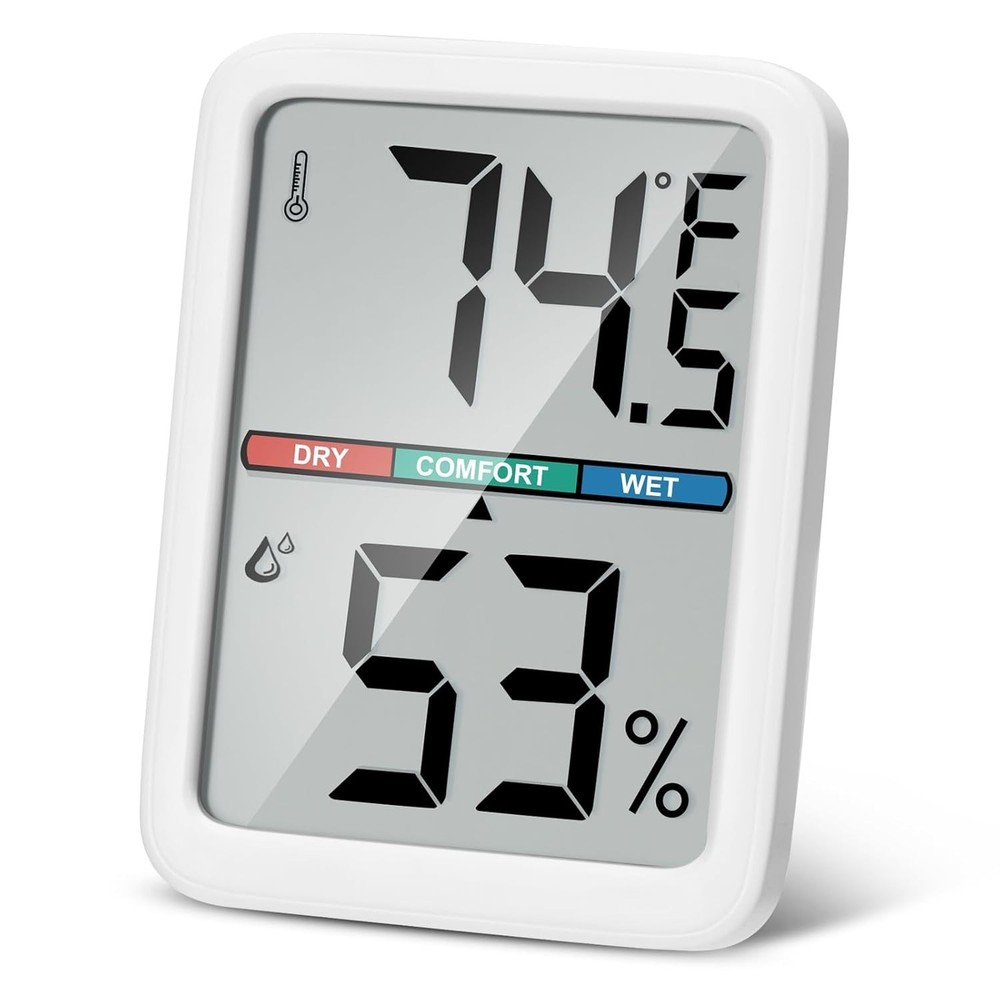 Precision Digital Thermometer & Hygrometer with Large LCD & Multiple Mounting...