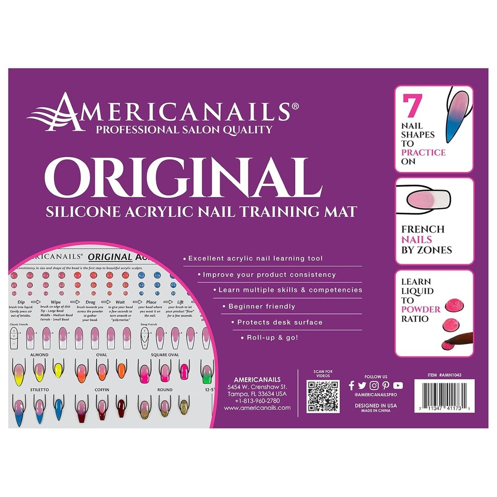 Acrylic Nail Training Mat - Silicone Trainer Sheet for Application Practice