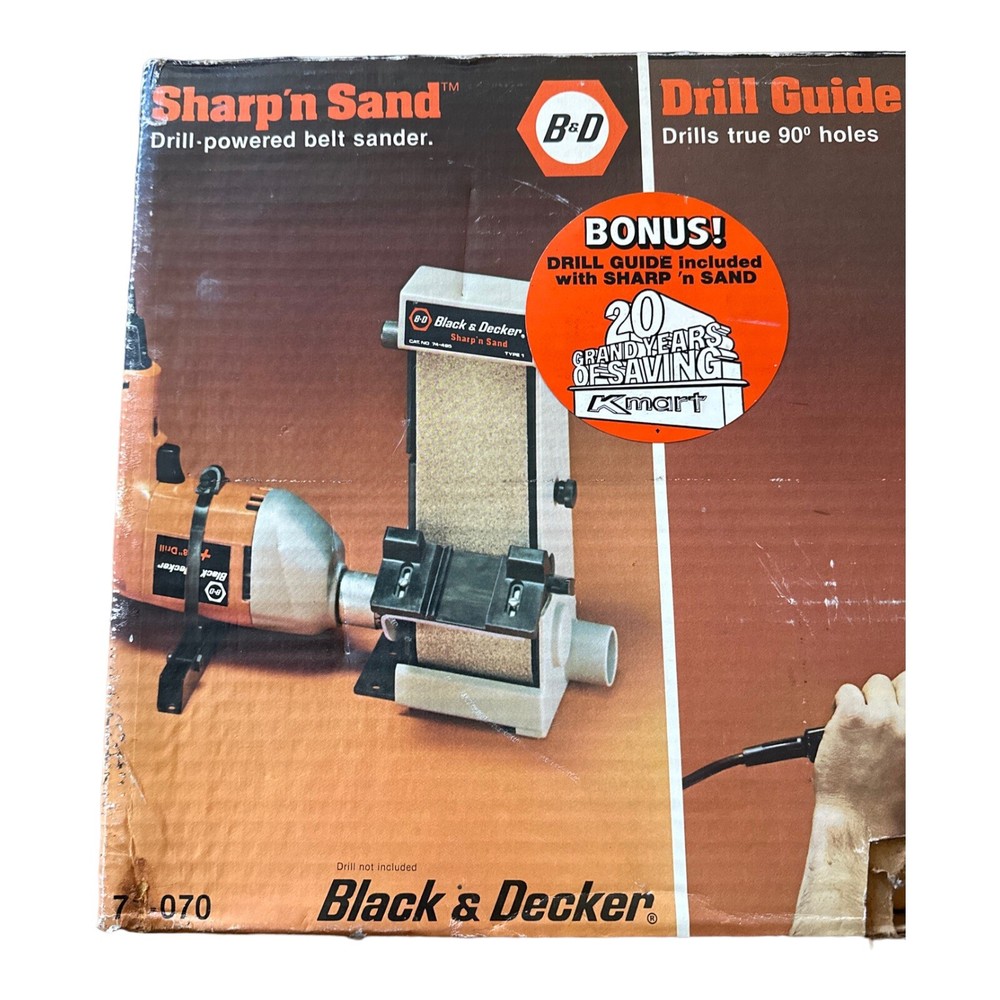 Vintage Black & Decker Sharp n Sand Drill Powered Belt Sander/Drill Guide Combo