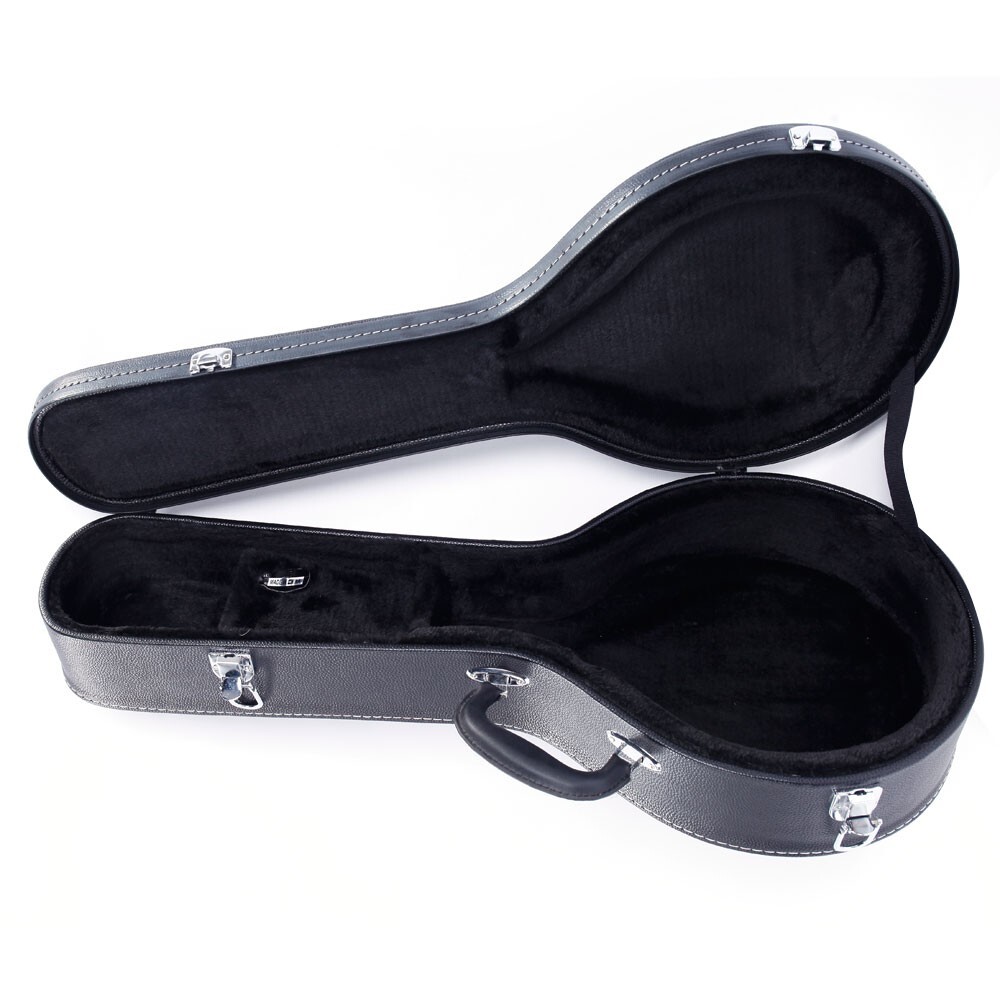 US 29" Black Hardshell A-Style Microgroove Pattern Leather Wood Mandolin Case