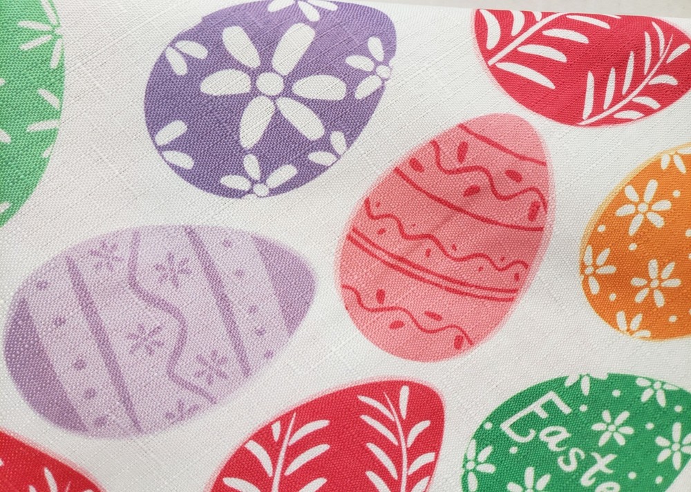 Printed Fabric Tablecloth 60"x84" Oblong (6-8 people) MULTICOLOR EASTER EGGS,EHD