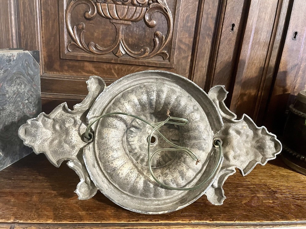 Antique Cast Iron Gilded Light Fixture Flush Mount Ceiling