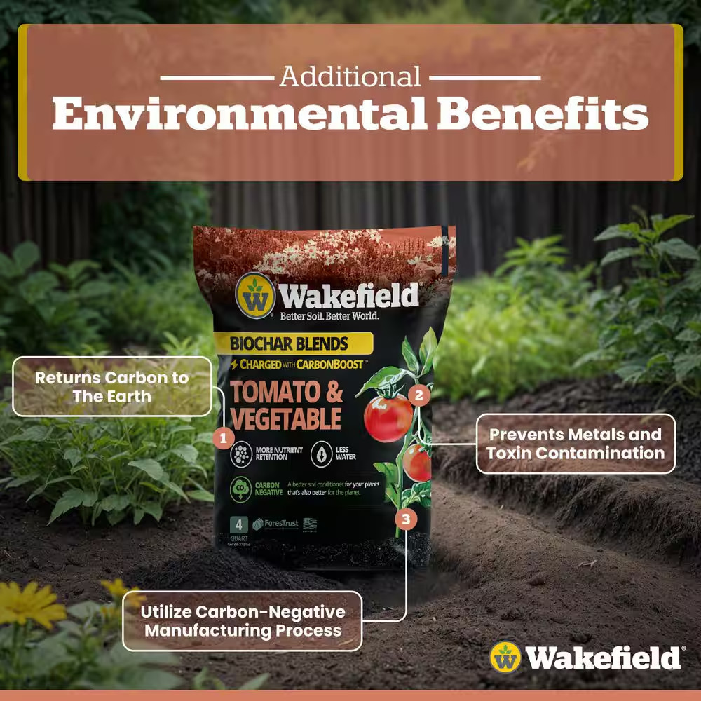 Biochar Blend with Carbonboostfor Tomatoes and Vegetables, Soil Amendment-4 Qt.