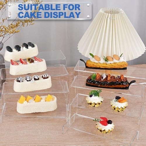 16 Pcs Acrylic Display Risers Set - Clear Rectangular Stands for Cupcakes, Shoes