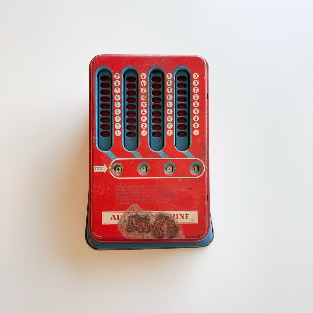 Vintage 1950s Wolverine Adding Machine Hand Pull Dial Metal Calculator