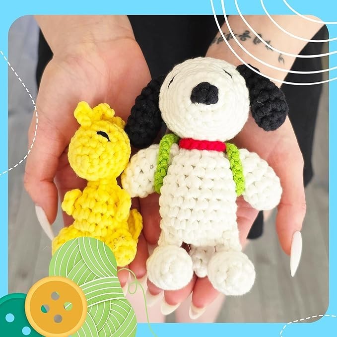 DIY Dog & Bird Crochet Kit | Beginner Craft Gift with Hook & Tutorials