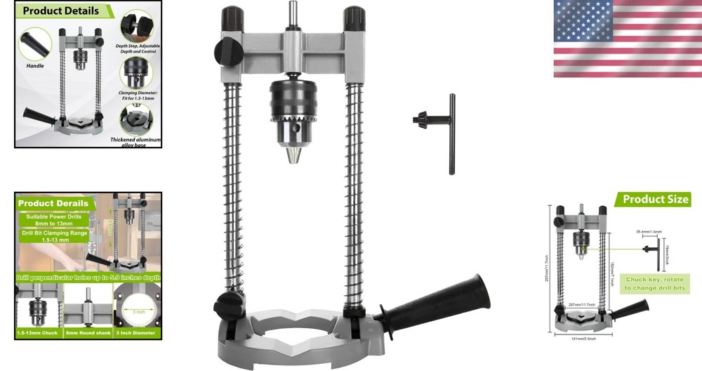 Aluminum Portable Drill Press Stand with Adjustable Multi-Angle Drill Guide