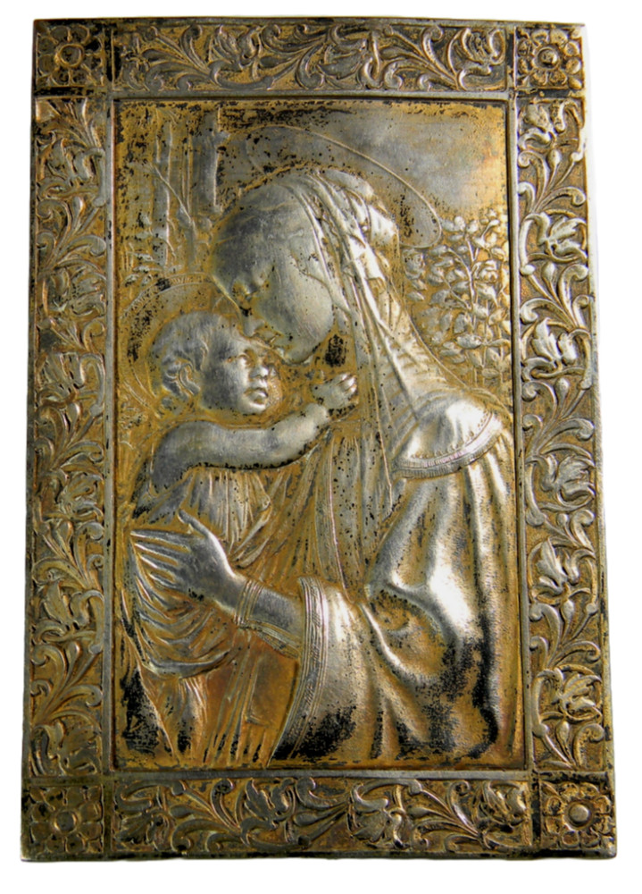 Madonna & Child Shell Relieve with threaded mounting posts Medal  (6208)