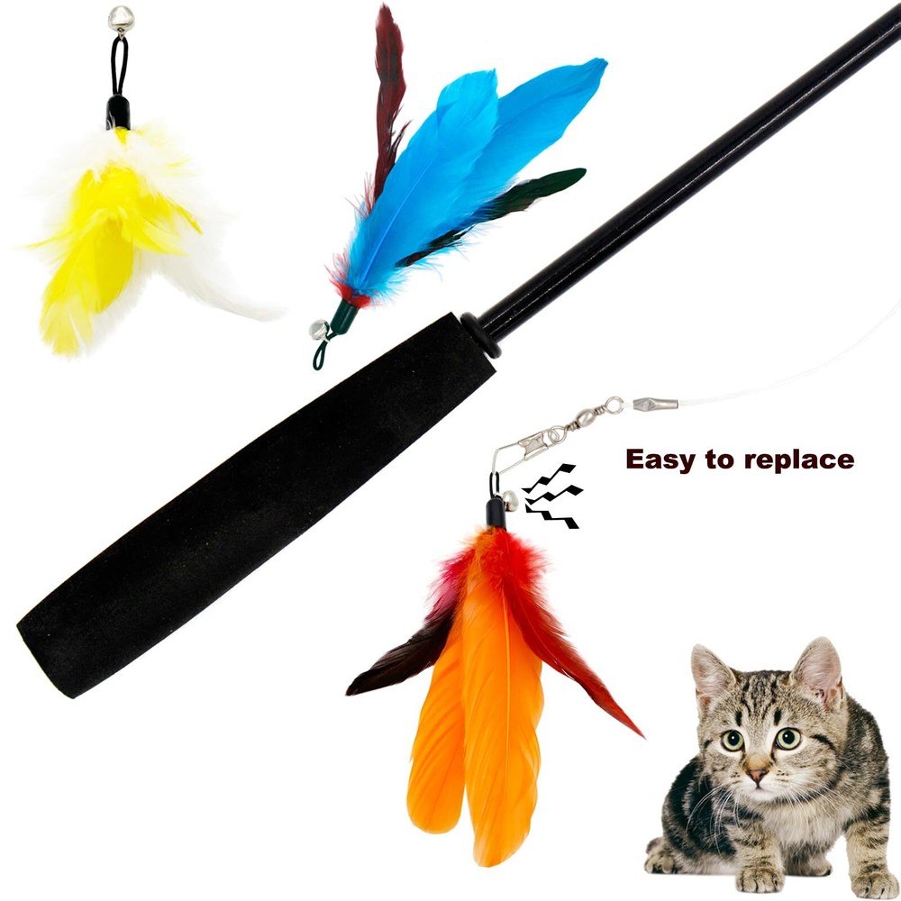 Cat Wand Replacement Feathers Assorted Colors and Sizes Keeps Cats Entertained