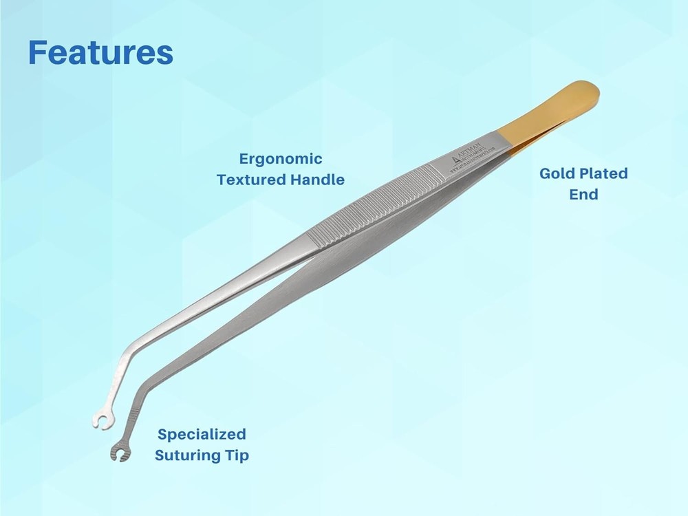 Corn Suturing Tweezers Curved ARTMAN