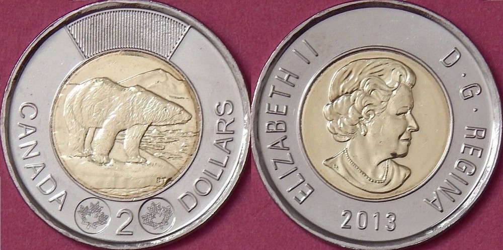 Brilliant Uncirculated 2013 Canada 2 Dollars From Mint's Roll