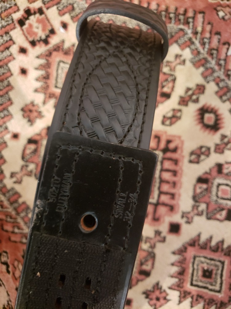 Dutyman black tooled leather belt size small