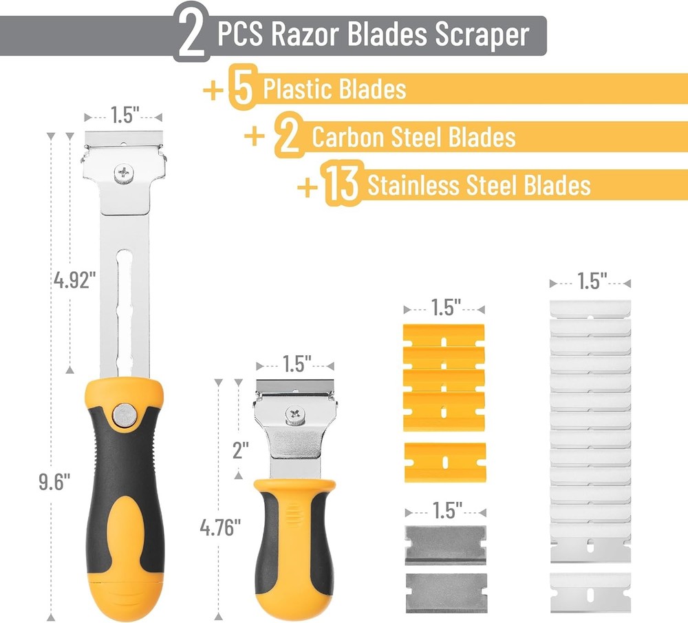 Razor Blade Scraper Set, 2 Pack, Standard and Adjustable Handle