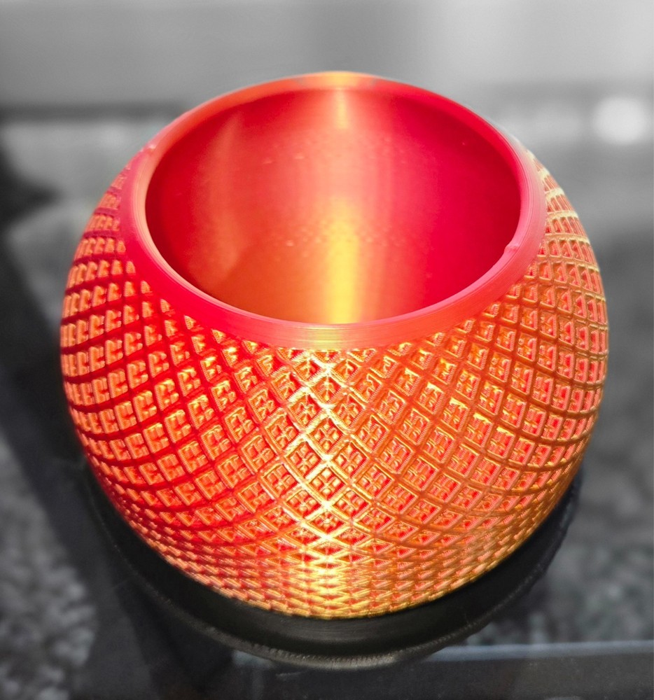 80mm 2 pc Planter Red Gold 3D printed