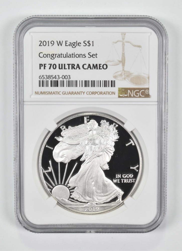 2019-W American Silver Eagle Congratulations Set PF70 NGC Brown Label