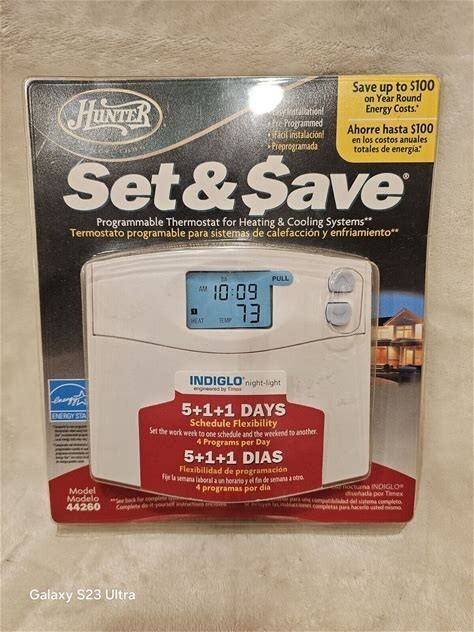 Hunter 44260 Set and Save 5+1+1 Programmable Thermostat - White