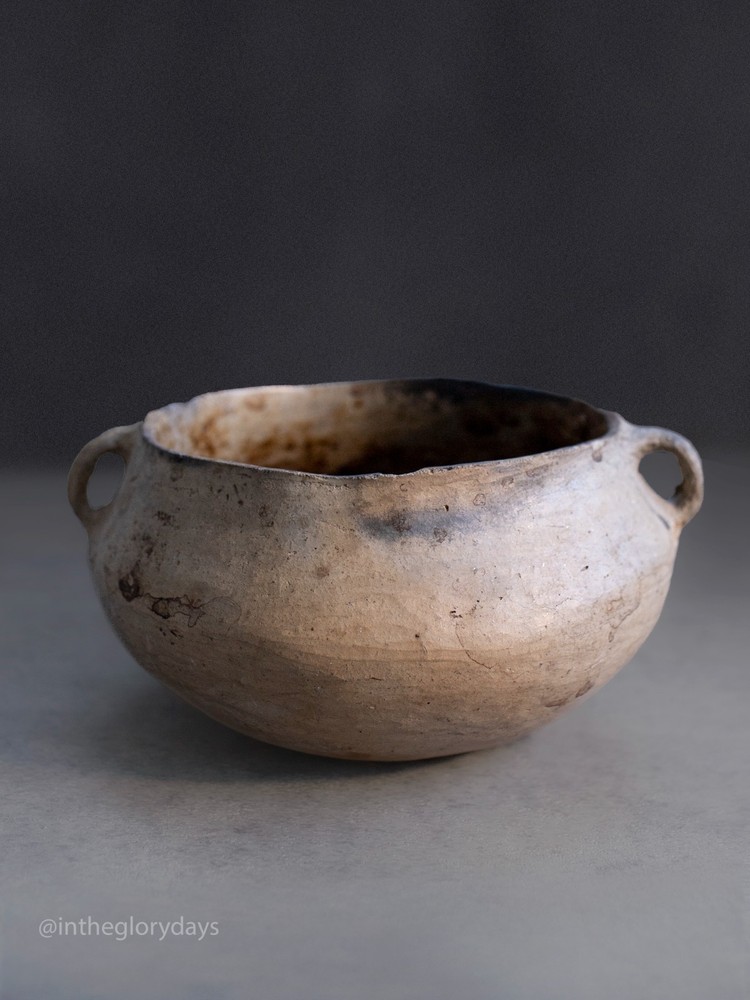 Hand Built Primitive Revival Pottery Bowl Earthenware Rustic Southwest Style