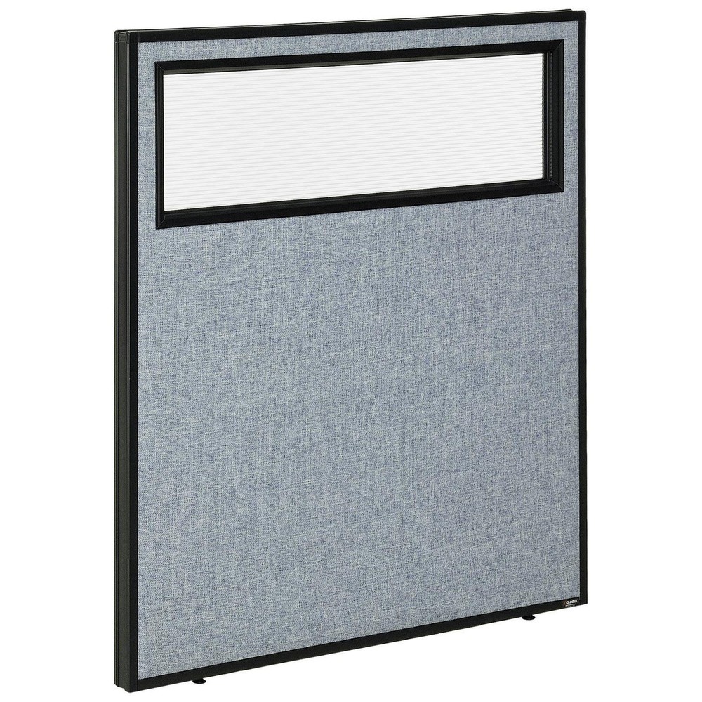 36-1/4"W x 42"H Office Partition Panel with Partial Window Blue