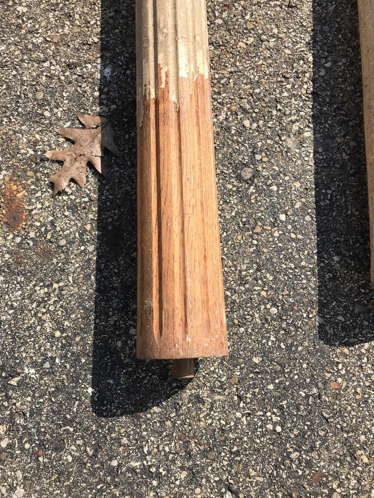 CM Antique Painted Fluted Oak Columns Solid 56.5 X 3.5