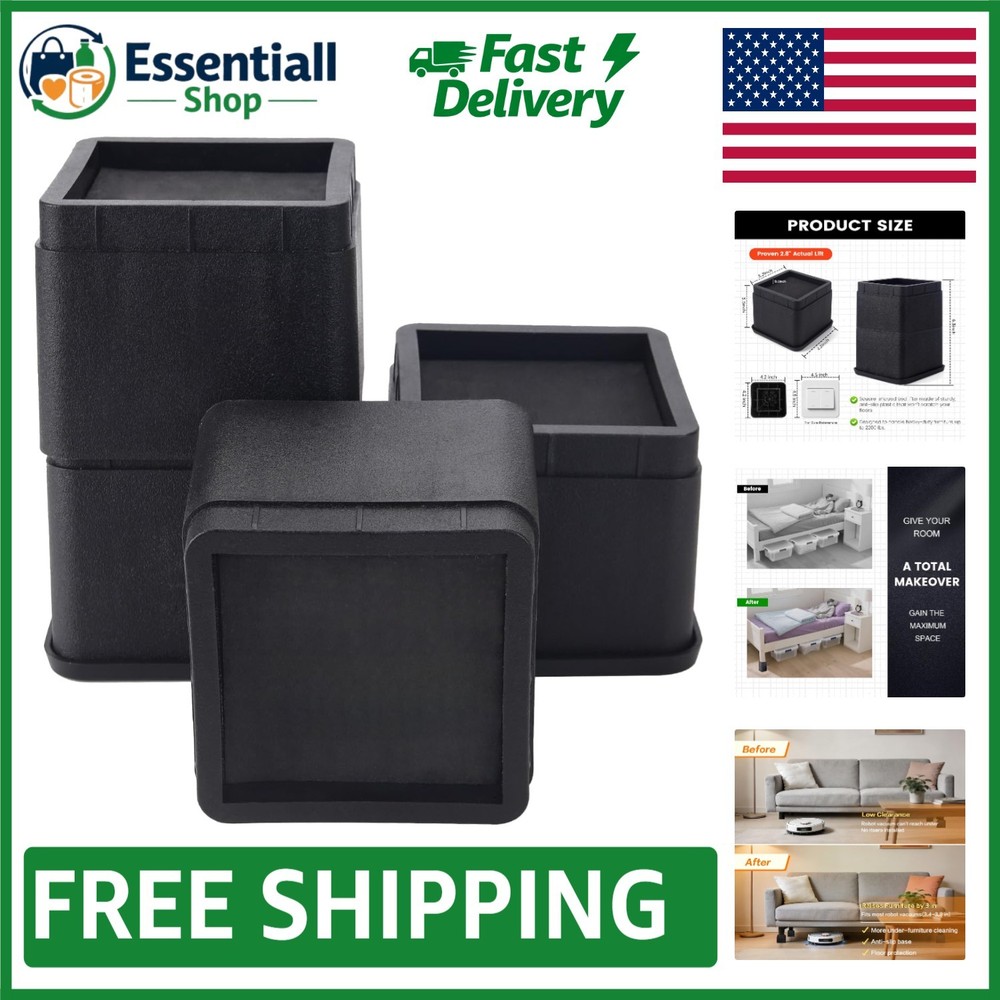 Stackable Bed Risers 3-6 Inch - Durable Furniture Elevators Supporting 2200 lbs