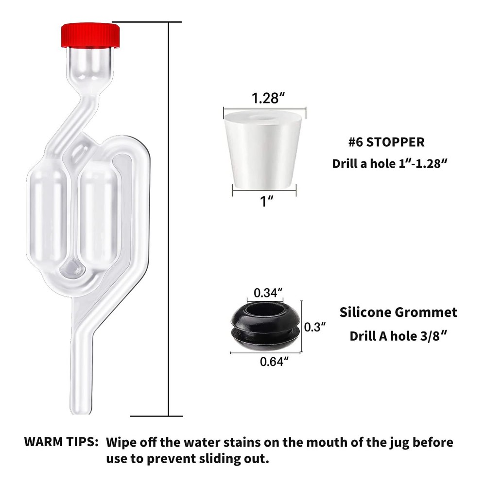 Zazolyne 5ct. S - Shape Airlock with # 6 Stopper 5pcs & Grommets 10pcs,Bubble...