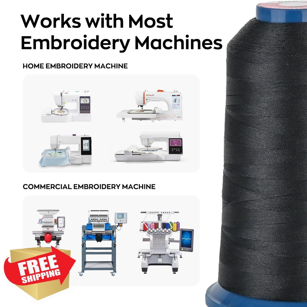 Poolin Maca Embroidery Machine Thread 4 Rolls 40WT Polyester 4000M