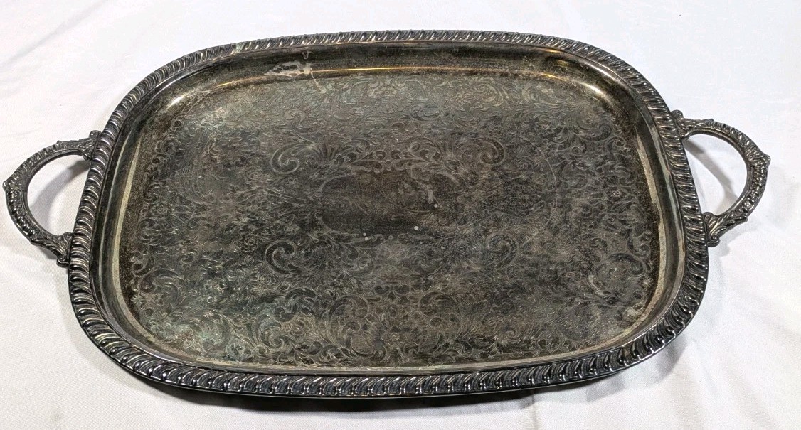 Vintage Silverplate Serving Tray Leonard Silver MRRS Mfg Corp Made In USA