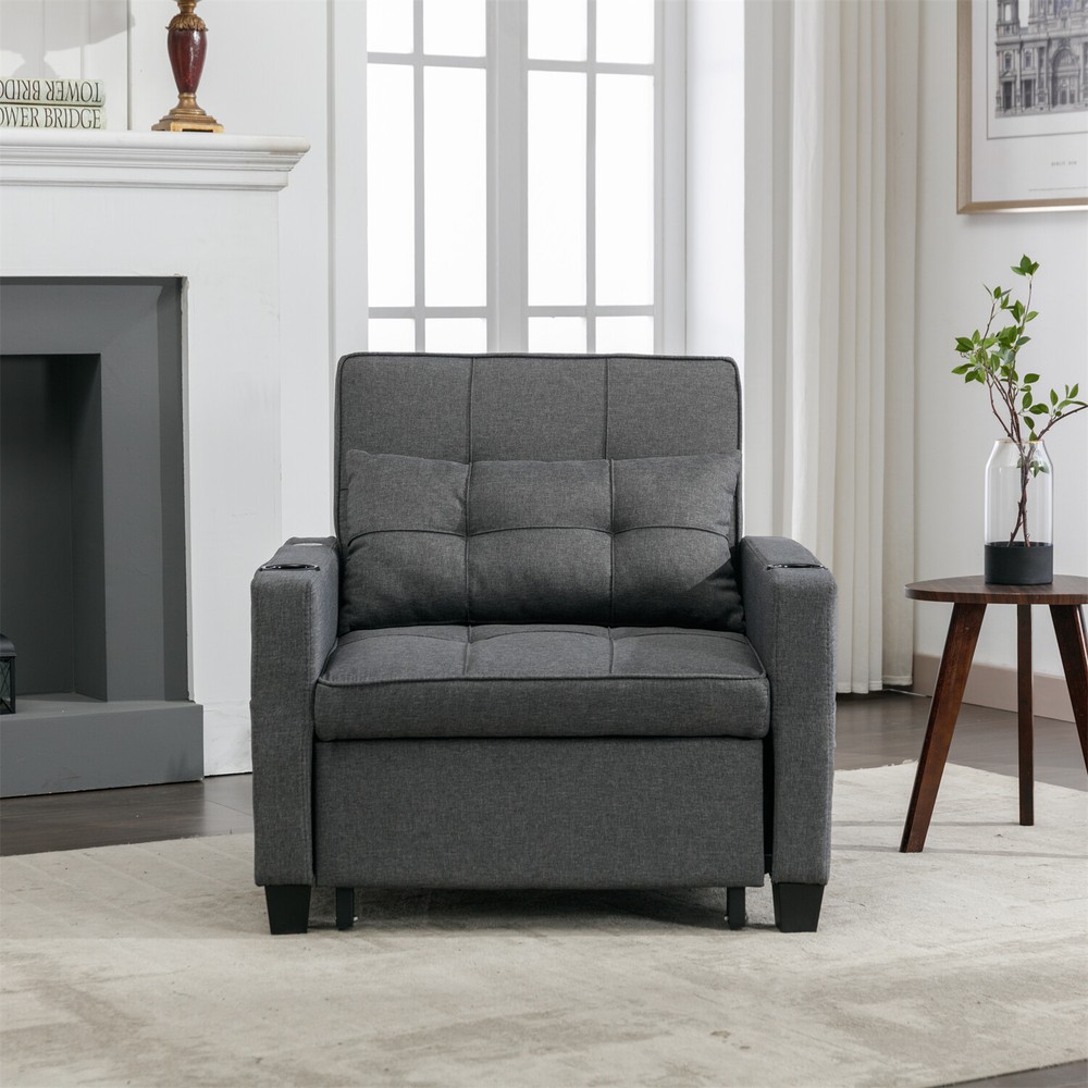 Convertible Sleeper Sofa Bed 3-in-1 Multi-Function Folding Sofa Bed w/ USB Ports