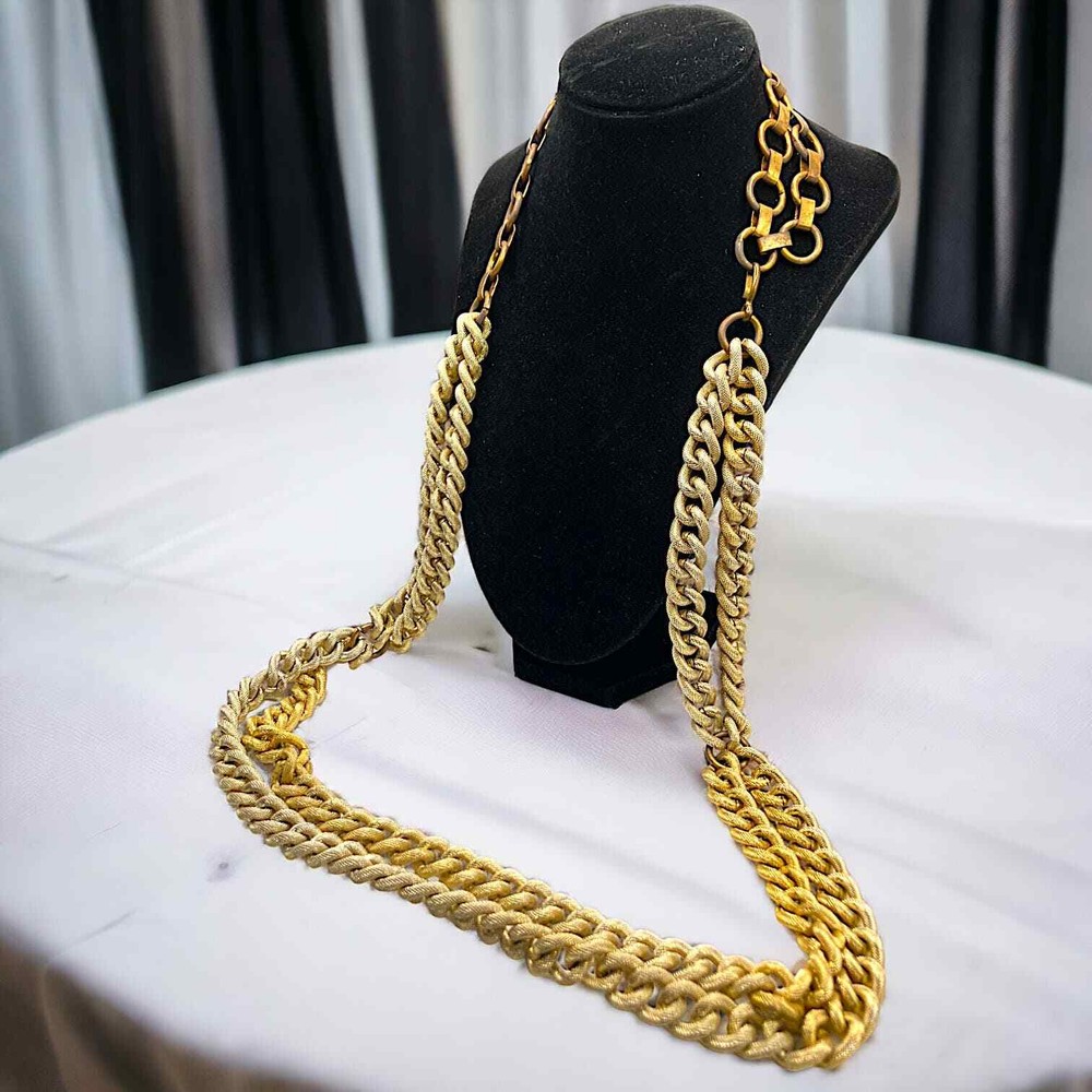 Chunk Linked Chain Two Tone Statement 31 Inch Necklace!