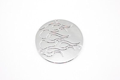 Flame Derby Cover Chrome fits Harley Davidson