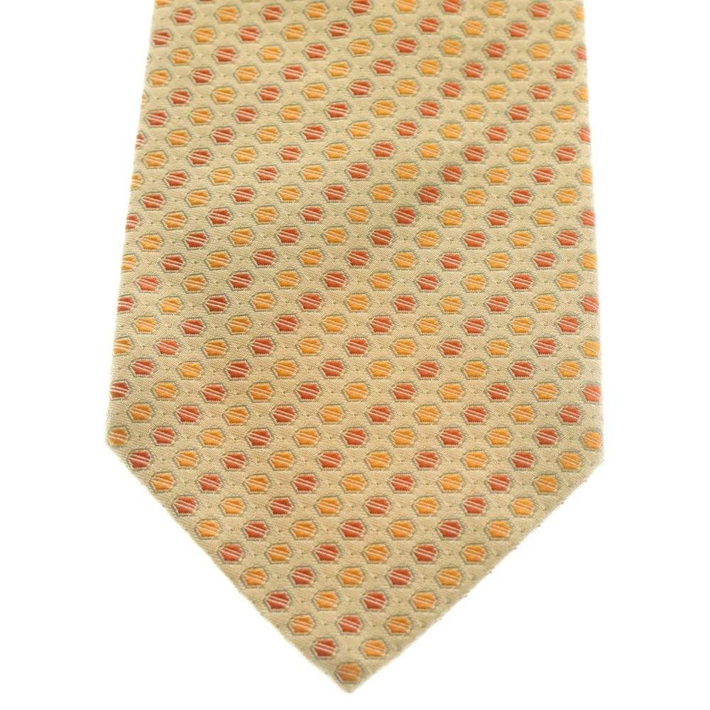 Hermes All-Over Pattern Silk Tie Yellow