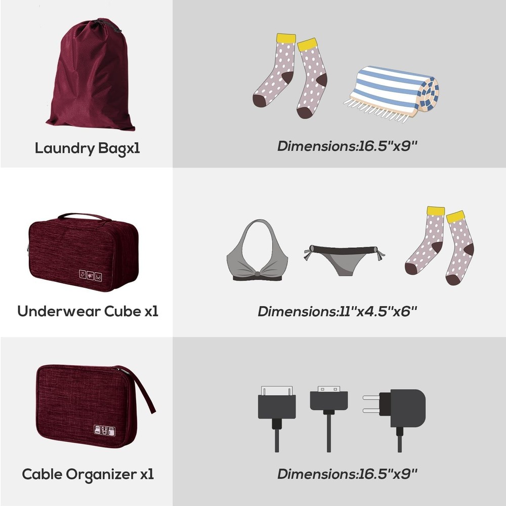 Compression Packing Cubes, 7 Set Packing Cubes for Travel Compression, Lightw...