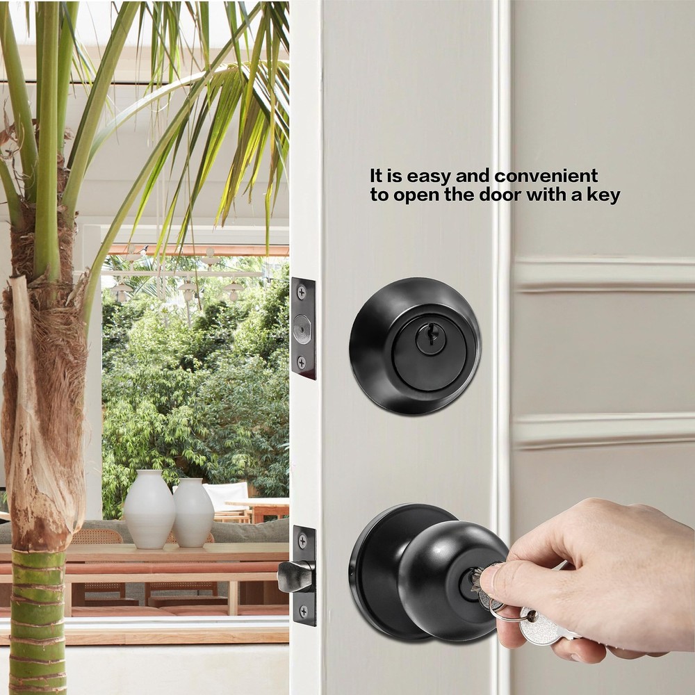 Front Door Lock Set Exterior with Deadbolt, 1 Pack, Matte Black