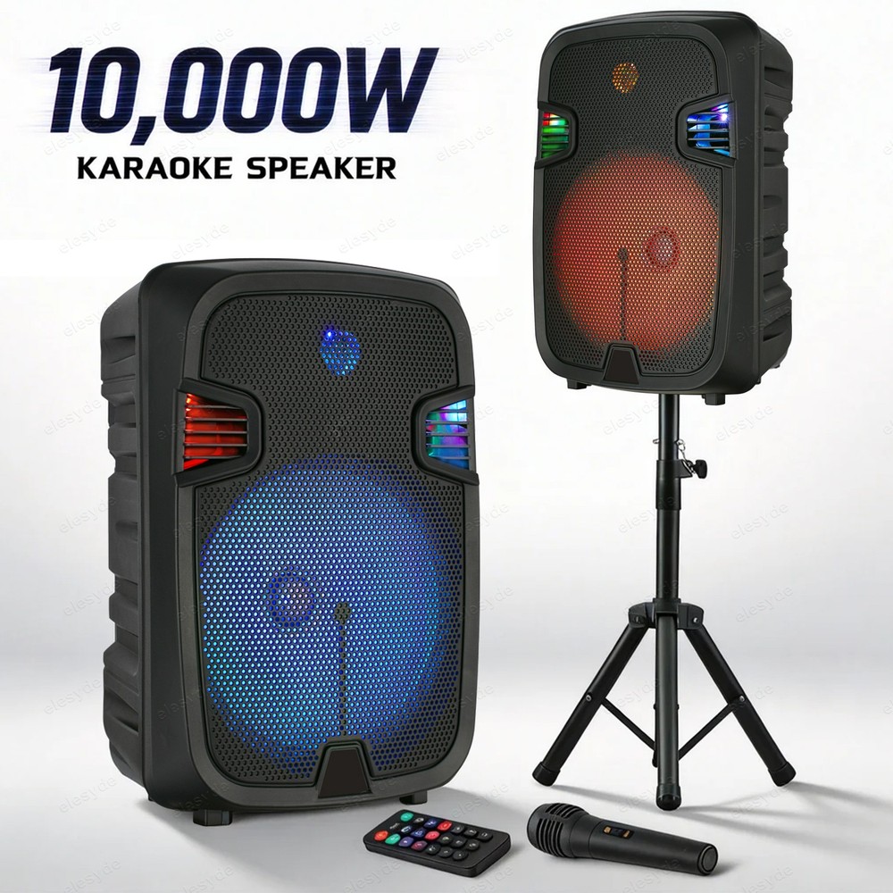Bluetooth Speaker System 12 Inch Subwoofer with Stand Includes Mic/Guitar Input