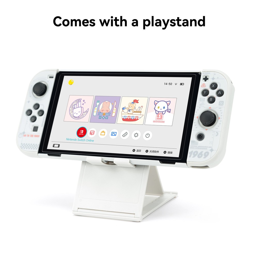 GeekShare Protective Case for Nintendo Switch OLED 2021 Slim Cover Shell Moon