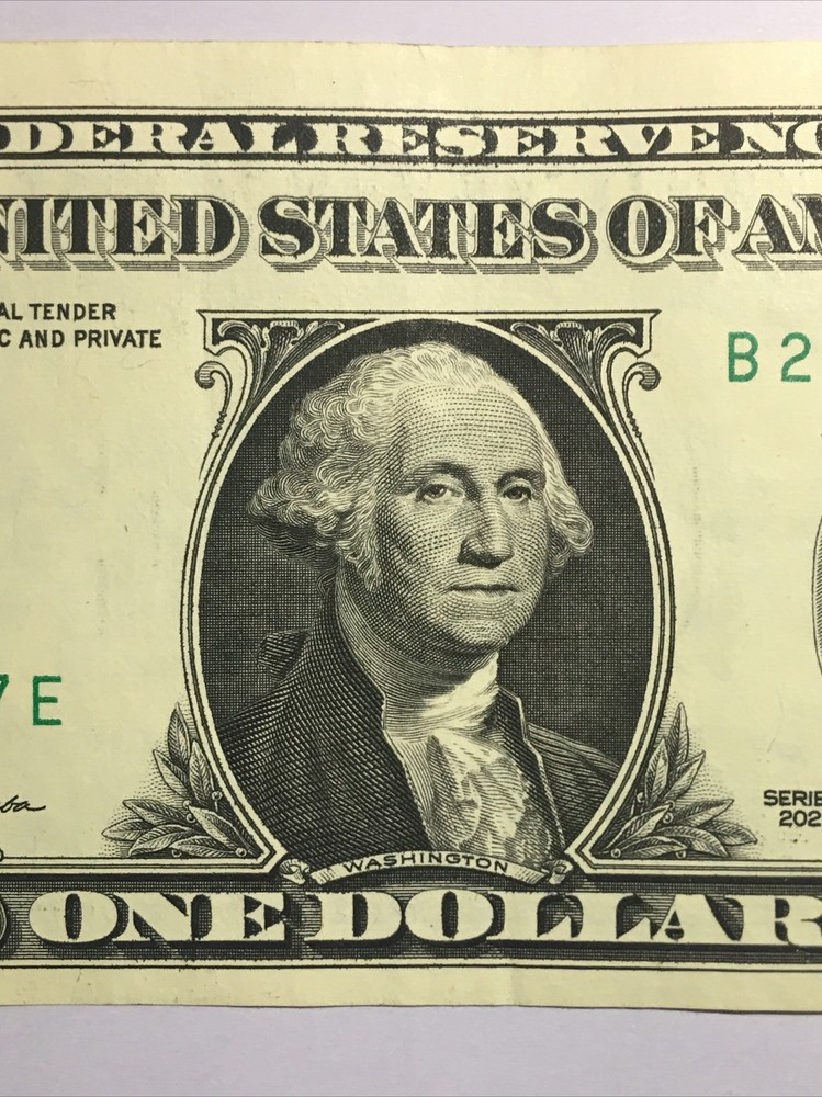 2021 Error $1 Bill Offset Mis-Print Obverse & Reverse
