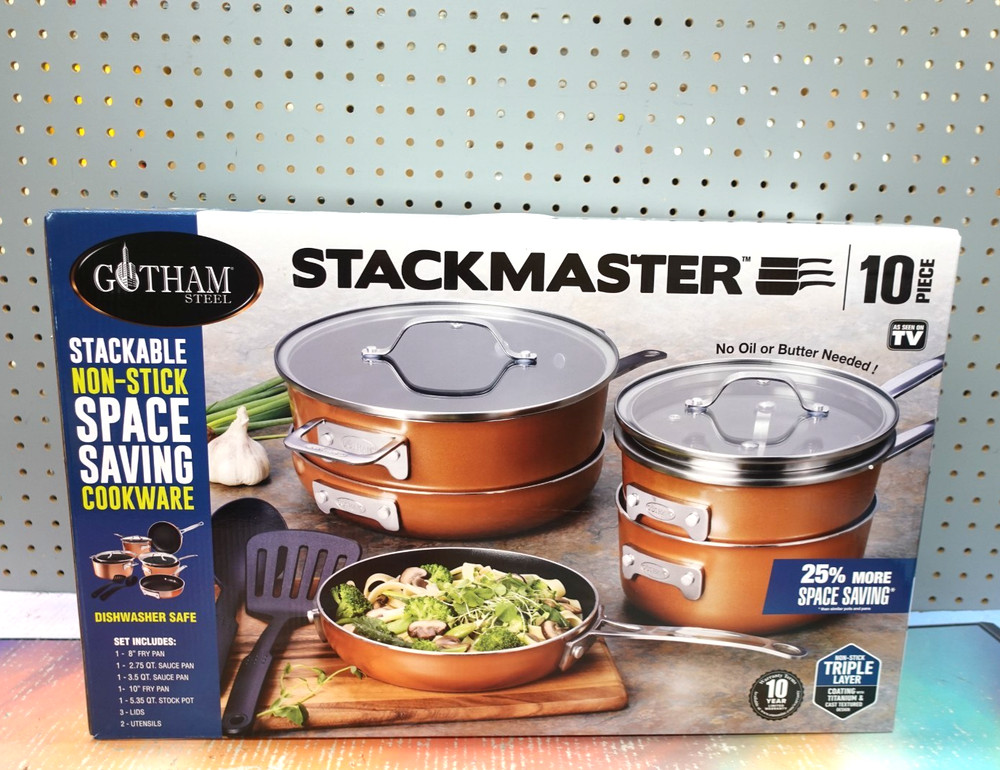 Gotham Steel Stackmaster 10-Pc Nonstick Stackable Cookware Set